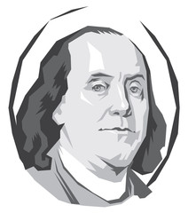 vector portrait Benjamin Franklin in black and white