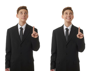 Cute teenager boy over white isolated background