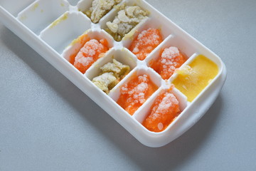 Frozen vegetables smoothies: corn, carrot and potato