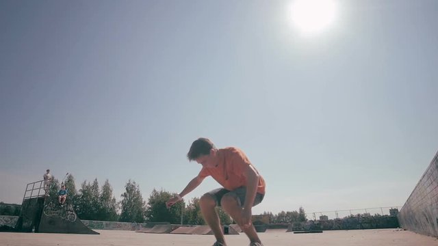 Skateboarder performing tricks. HD Slow motion