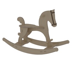 3d illustration of child horse toy. white background isolated. icon for game web. 