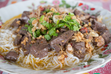 Thai rice vermicelli with spicy pork sauce, traditional Northern