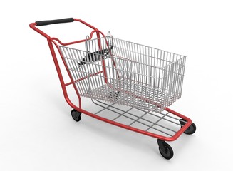 3d illustration of  mall shop cart. white background isolated. icon for game web. 
