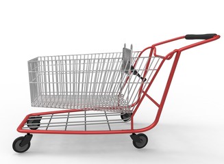 3d illustration of  mall shop cart. white background isolated. icon for game web. 