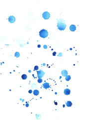 watercolor blue drops on the paper abstract grunge texture backgroud