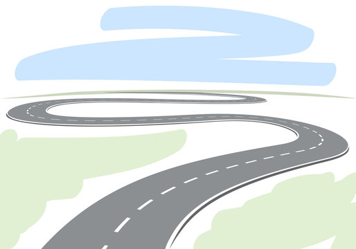 Abstract drawing of winding highway leading to the horizon vecto