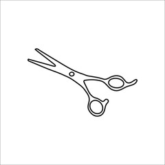 Barber scissors sign line icon on background