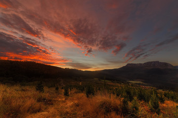 Autumn sunrise in Gorbea Natural Park