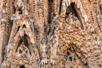 Nativity facade of Sagrada Familia, Barcelona, Spain