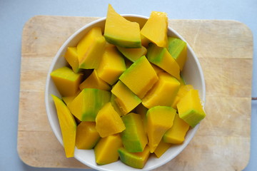 Streamed  pumpkin cut into small slices