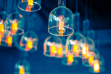 Tungsten lamp bulb, old vintage design style.