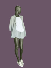 FFemale mannequin, dressed in summer suit.