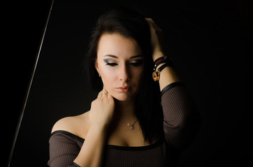 Fototapeta premium Portrait of beautiful young woman with makeup