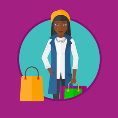 Woman with shopping bags vector illustration.