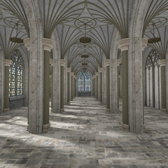 Obraz premium Gorgeous view of gothic hall interior 3d CG illustration