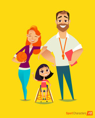 Handisport. Handicapped Kids. Coaching handicapped young sportsmen's. Medical rehabilitation. Vector Illustration.