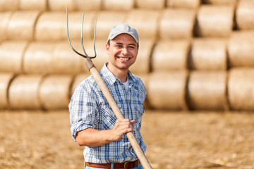 Farmer holding a pitchfork