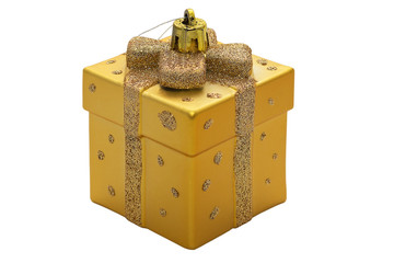 tree toy in a golden box on a white background