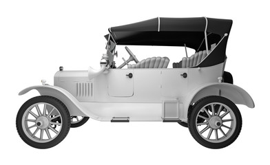 retro car side view. 3D rendering