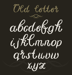 Hand drawn vector calligraphic typeface. Old style font vintage