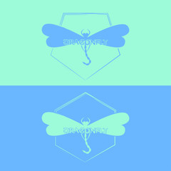 Double Silhouette of dragonflies as emblem, sign or logo