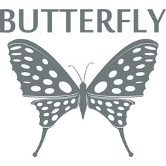 Black silhouette butterfly as emblem, sign or logo