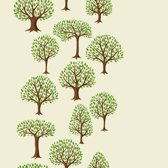 Seamless pattern with abstract stylized trees. Natural illustration