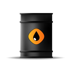 black metal oil barrel on white background. Vector illustration