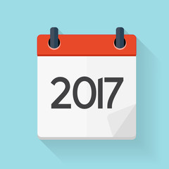 Calendar 2017 Flat Daily Icon. Vector Illustration Emblem. Eleme