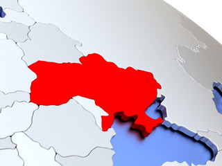Fototapeta premium Ukraine on world map