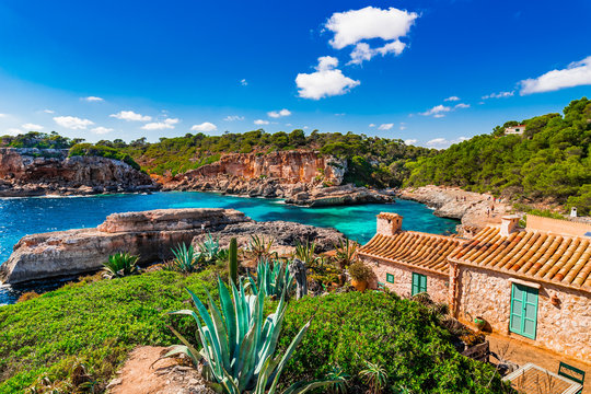 Beautiful view to the coast cove of Cala s’Almunia Majorca Spain 
