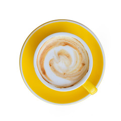 Latte Coffee art on the wooden desk on table