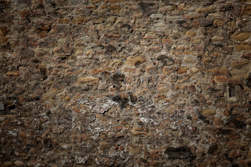 Old brick wall covered with mold