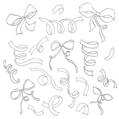 Hand drawn set of ribbons