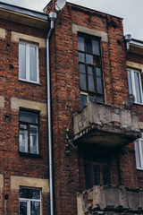 old brick apartment building fassad