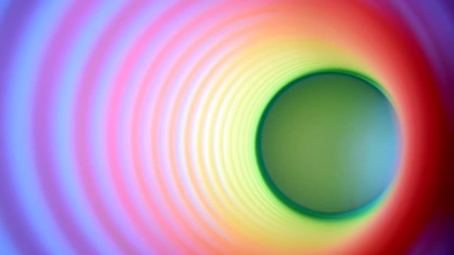 Inside of multicolor spring tunnel moving side to side laterally slowly within frame