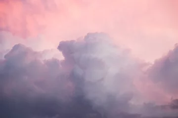 Türaufkleber Hell-pink schöner Himmel mit Wolken am Abend