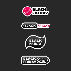 Black Friday Sale tags, badges and stickers. Vector illustration