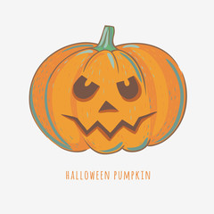 halloween carved pumpkin isolated on white, vector illustration