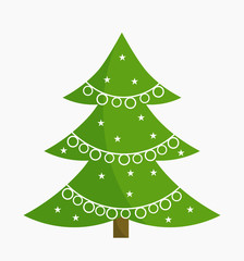 Christmas tree with white ornaments