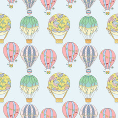 Obraz premium Hand-drawn seamless air balloon pattern