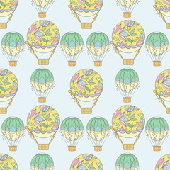 Hand-drawn seamless air balloon pattern