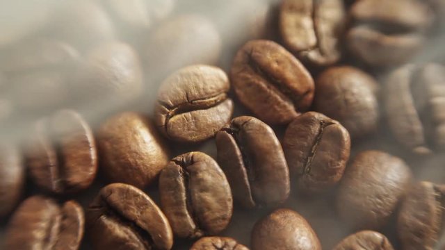 coffee beans with smoke