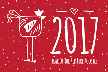 Chinese New Year hand drawn greeting card.