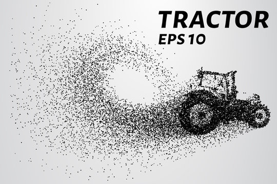 Tractor of the particles. The tractor consists of small circles. Vector illustration