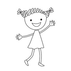 Girl in black color on white background