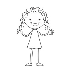 Girl in black color on white background