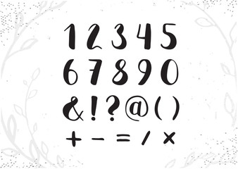 Vector Hand Drawn Script Numbers from 0 to 9. Digits Written wit