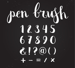 Vector Hand Drawn Script Numbers from 0 to 9. Digits Written wit