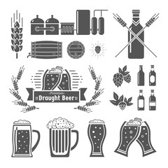 Good craft beer brewery labels, emblems and design elements. Vector Set.